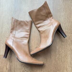 Divinity Tan Leather High Heel Boots 11M Handmade